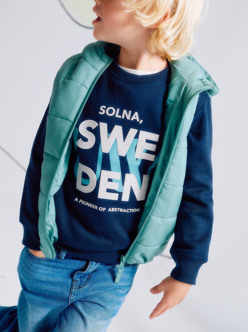 Sweat Peigné à Imprimé en Relief Bleu foncé - Kiabi