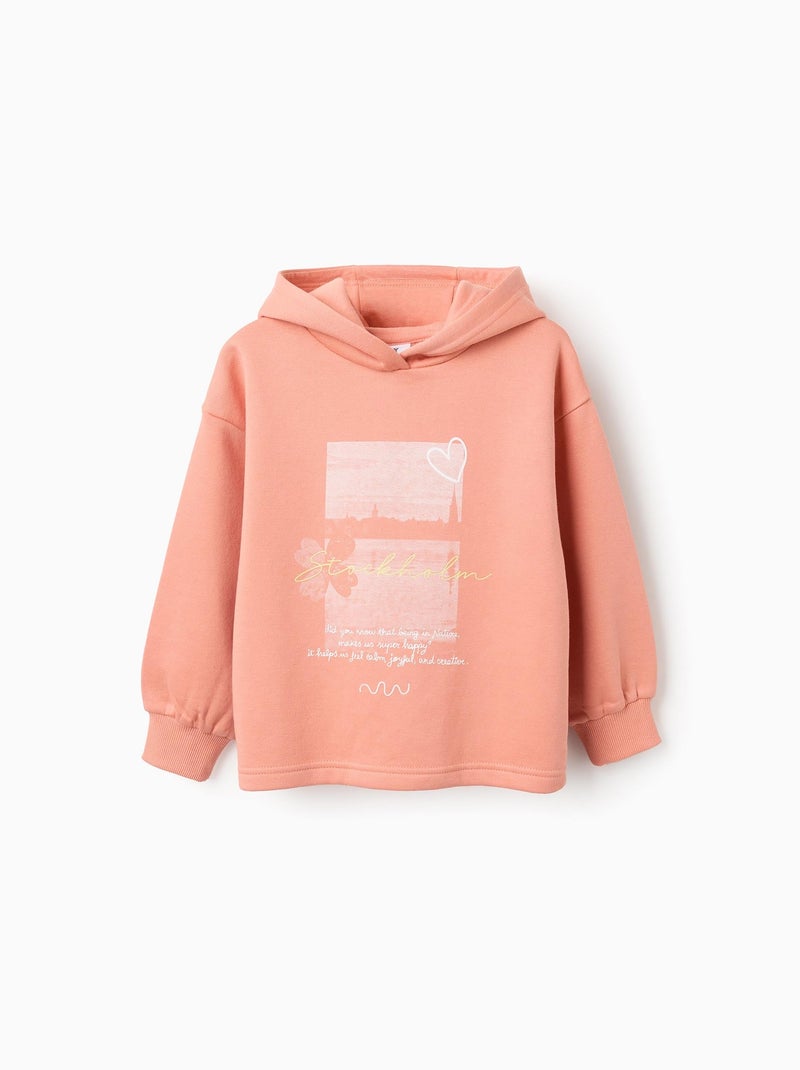 Sweat peigné avec Capuche Orange clair - Kiabi