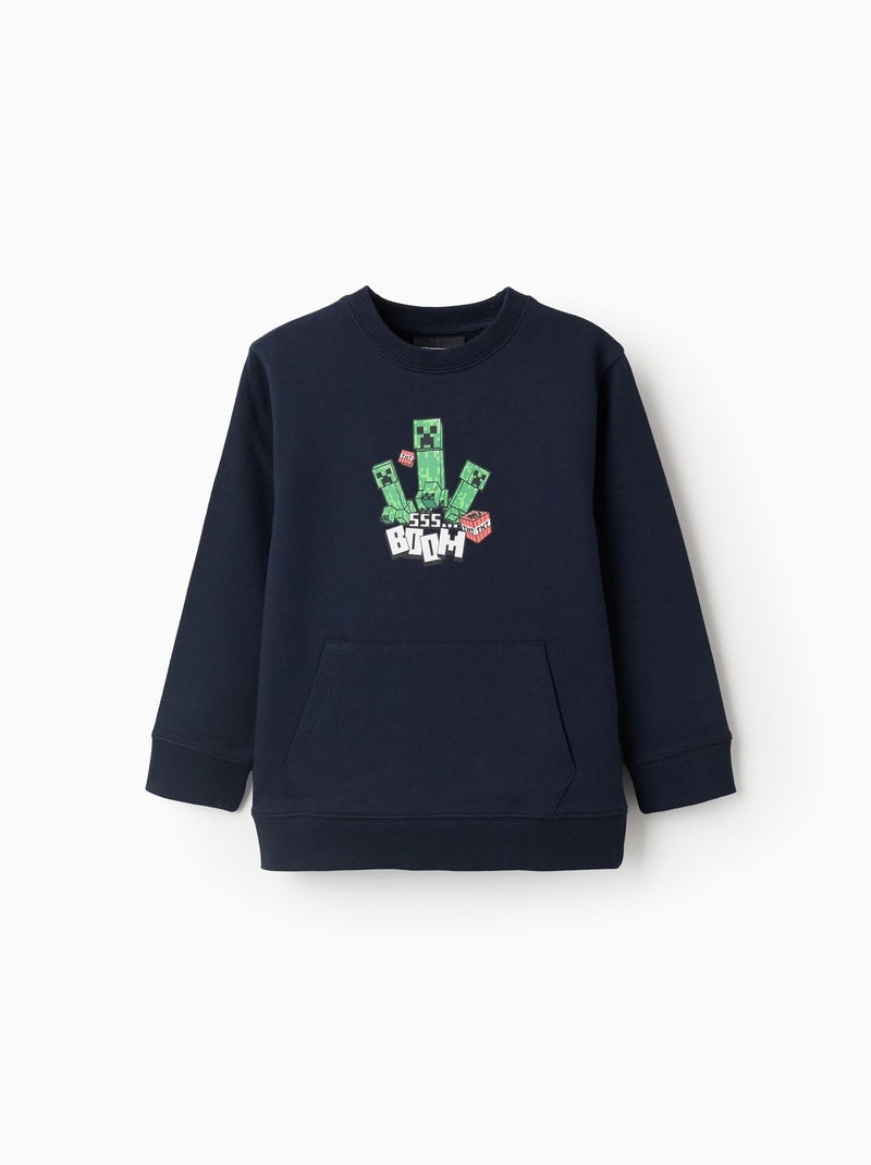 Sweat Peigné Minecraft Bleu foncé - Kiabi