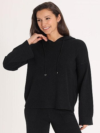Sweat Petra Black Avec Col Capuche | Gerard Pasquier
