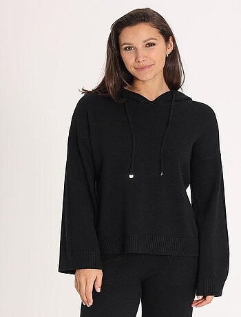 Sweat Petra Black Avec Col Capuche | Gerard Pasquier