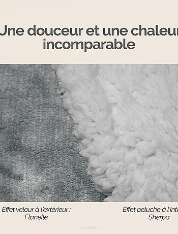 Sweat plaid à capuche, couverture, pull - Sherpa et flanelle - Vivezen