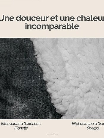 Sweat plaid à capuche, couverture, pull - Sherpa et flanelle - Vivezen