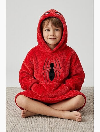 Sweat plaid à capuche garçon spiderman - licence officielle