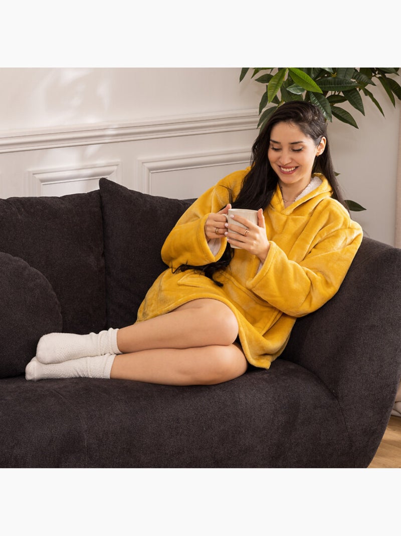 Sweat plaid à capuche Jaune foncé - Kiabi