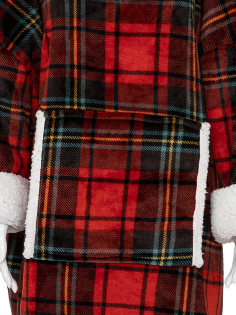 Sweat plaid à capuche Rouge - Kiabi