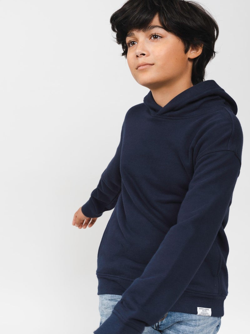Sweat polaire à capuche uni 'Deeluxe' Bleu nuit - Kiabi