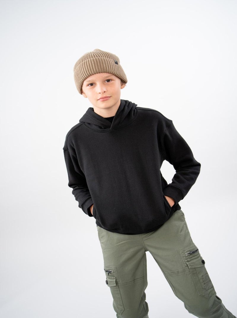 Sweat polaire à capuche uni 'Deeluxe' Noir - Kiabi