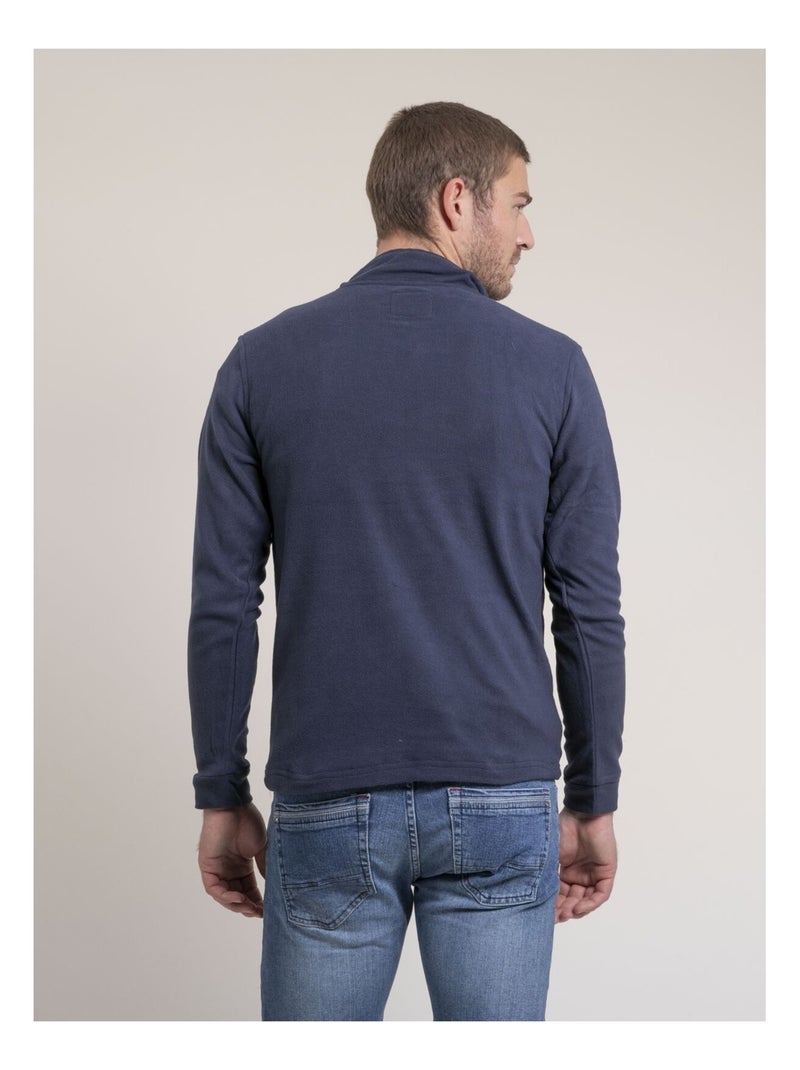 Sweat polaire col camionneur WATOM Bleu marine - Kiabi