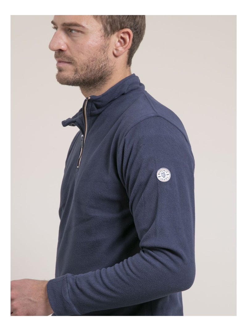 Sweat polaire col camionneur WATOM Bleu marine - Kiabi