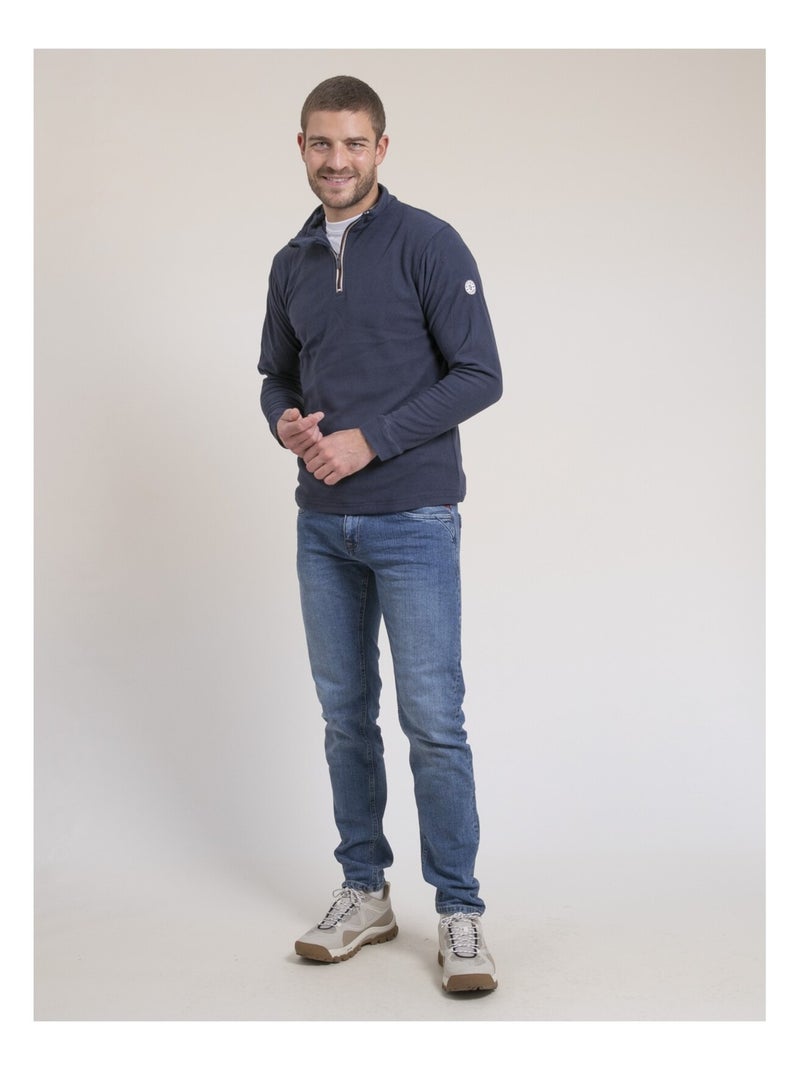 Sweat polaire col camionneur WATOM Bleu marine - Kiabi