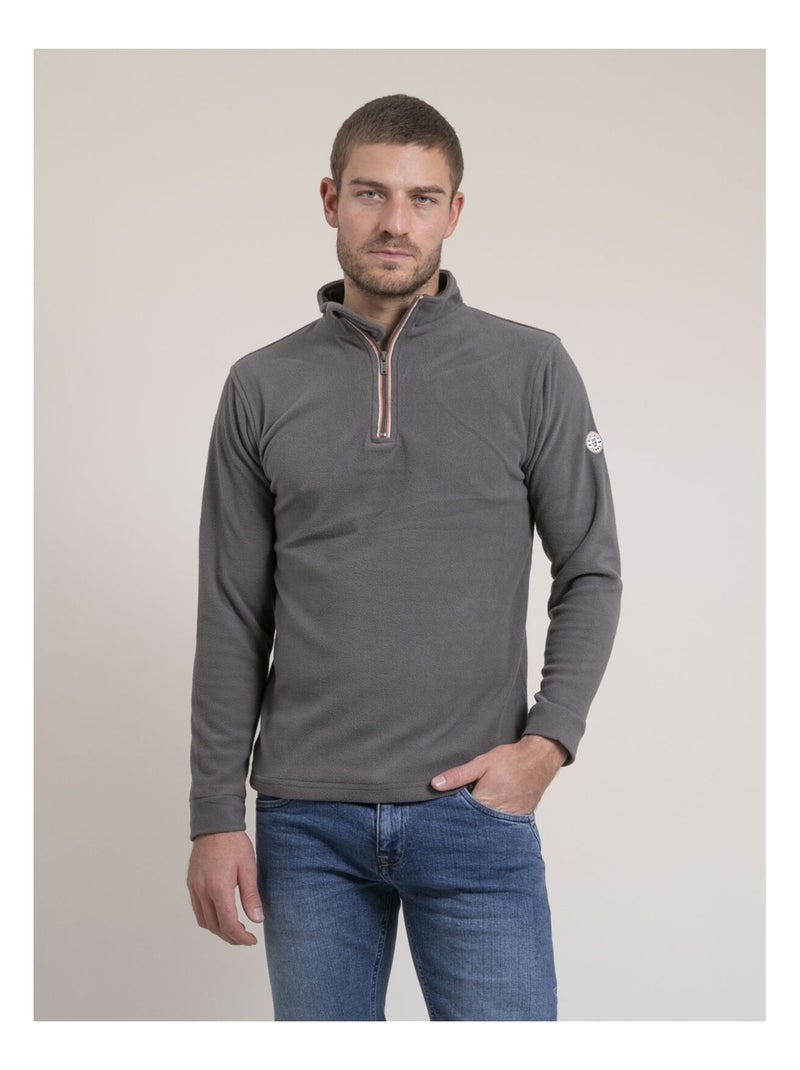 Sweat polaire col camionneur WATOM Gris - Kiabi