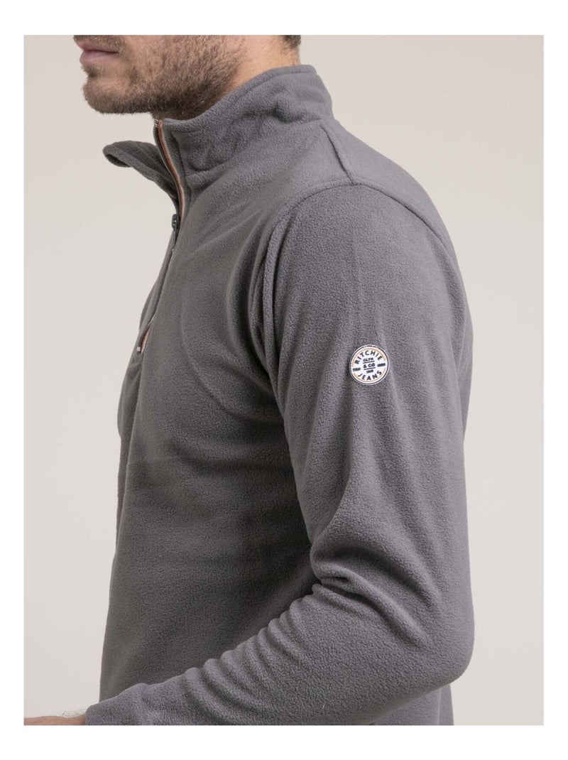 Sweat polaire col camionneur WATOM Gris - Kiabi