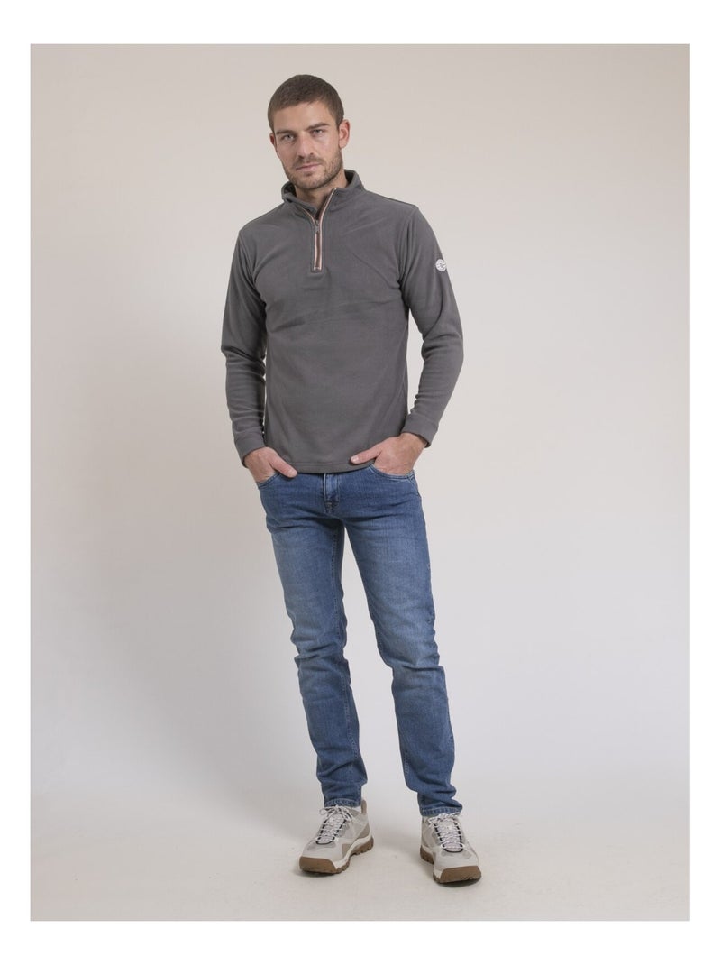 Sweat polaire col camionneur WATOM Gris - Kiabi