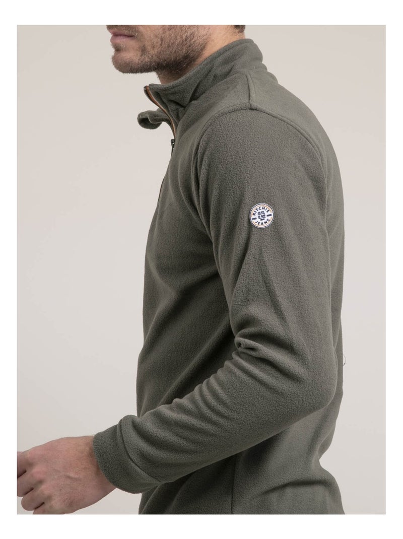Sweat polaire col camionneur WATOM Kaki - Kiabi