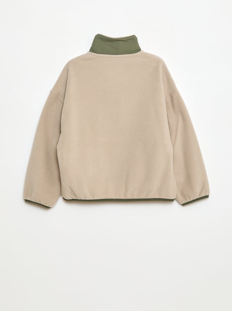 Sweat polaire col montant Beige - Kiabi
