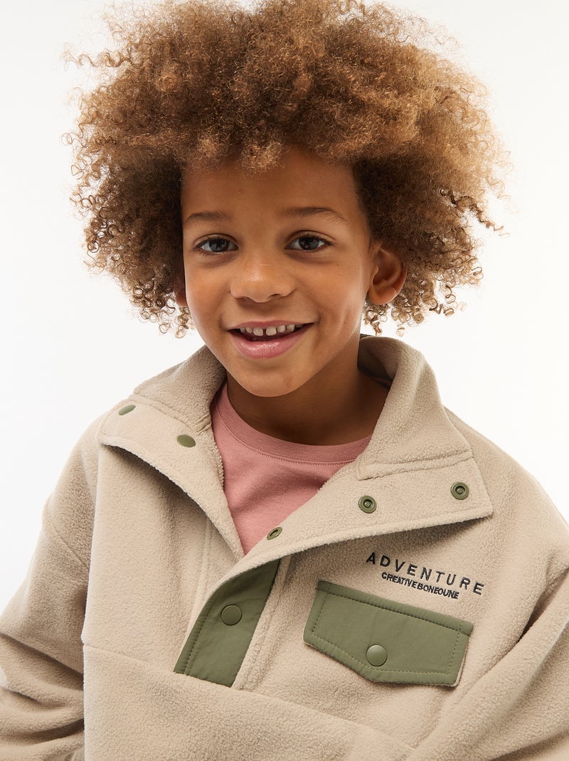 Sweat polaire col montant Beige - Kiabi