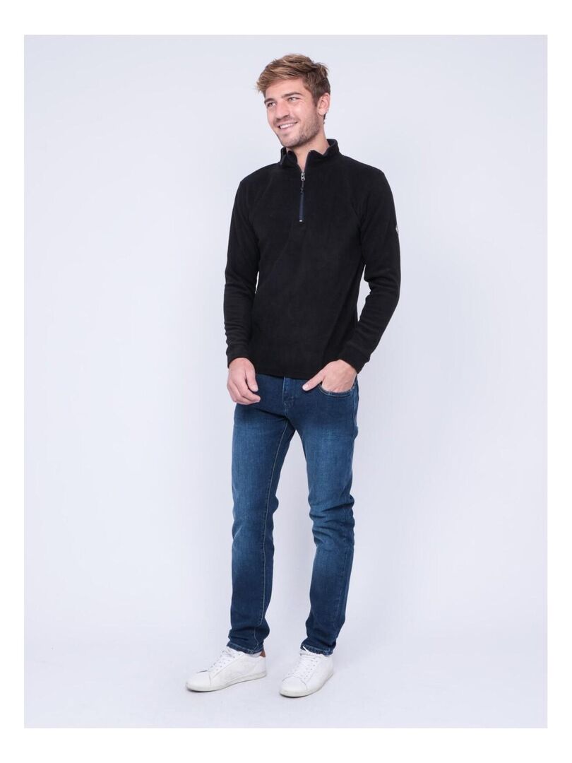 Sweat polaire col montant zippé ZATOLO Noir - Kiabi