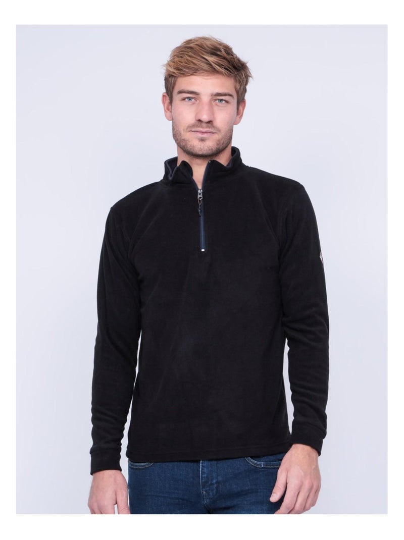 Sweat polaire col montant zippé ZATOLO Noir - Kiabi
