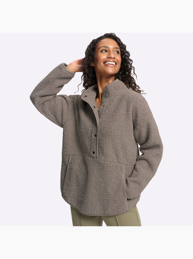 Sweat Polaire réversible doublure douce - taille standard - helline Gris taupe - Kiabi
