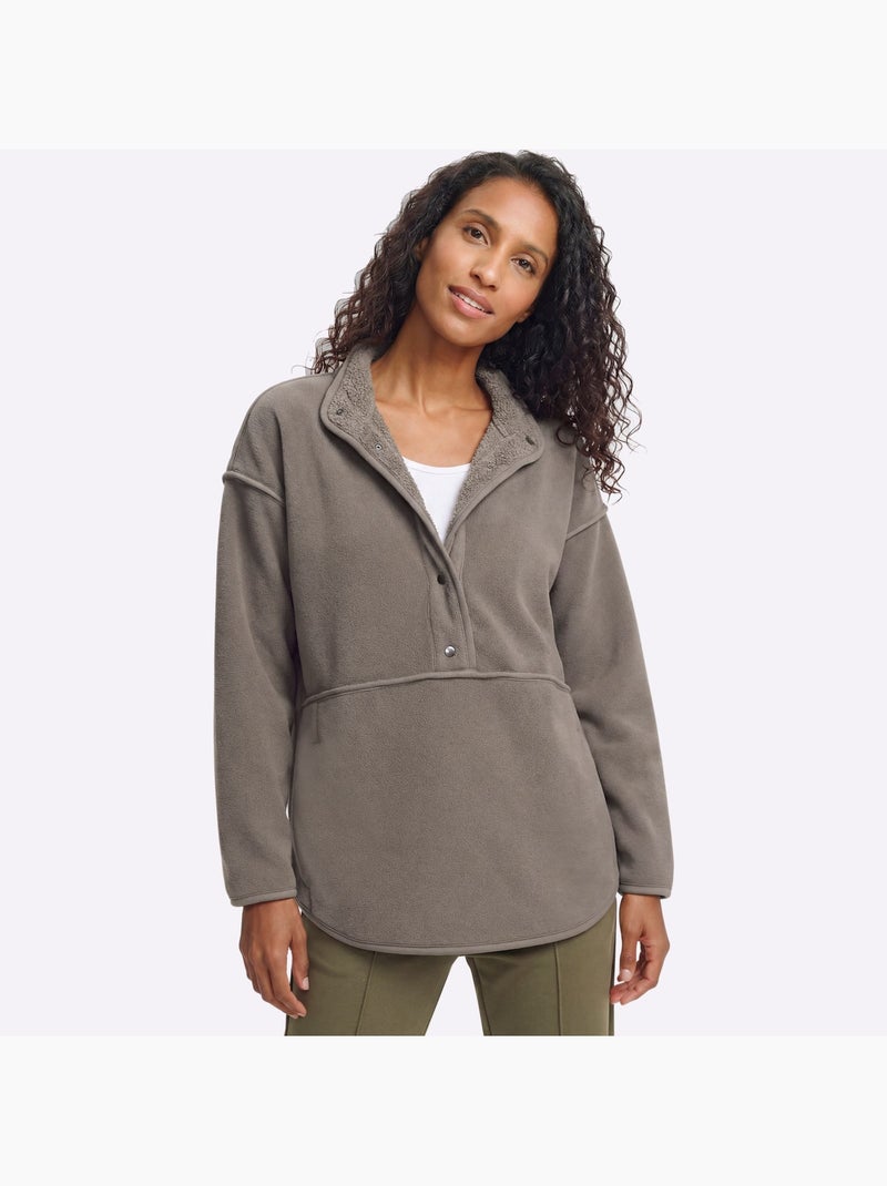 Sweat Polaire réversible doublure douce - taille standard - helline Gris taupe - Kiabi