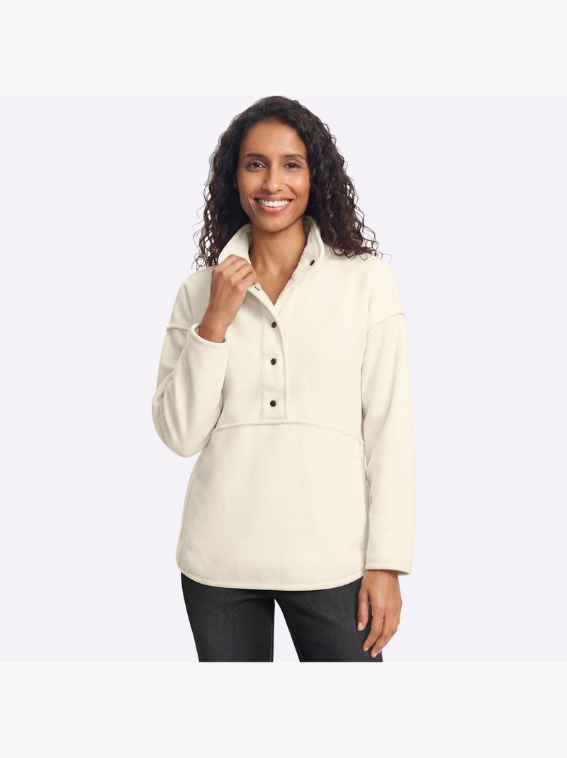 Sweat Polaire réversible doublure douce - taille standard - helline Ivoire - Kiabi