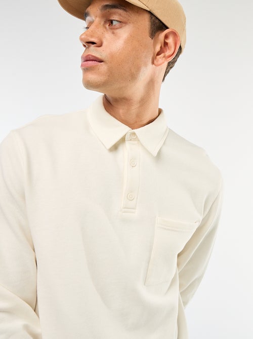 Sweat polo uni à manches longues - Kiabi