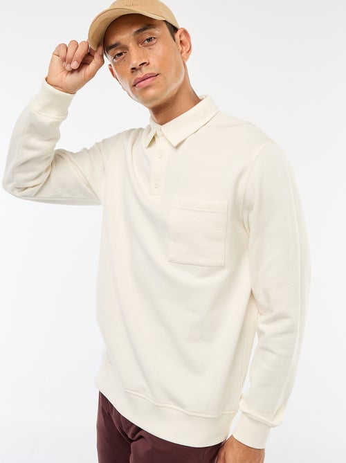 Sweat polo uni à manches longues - Kiabi