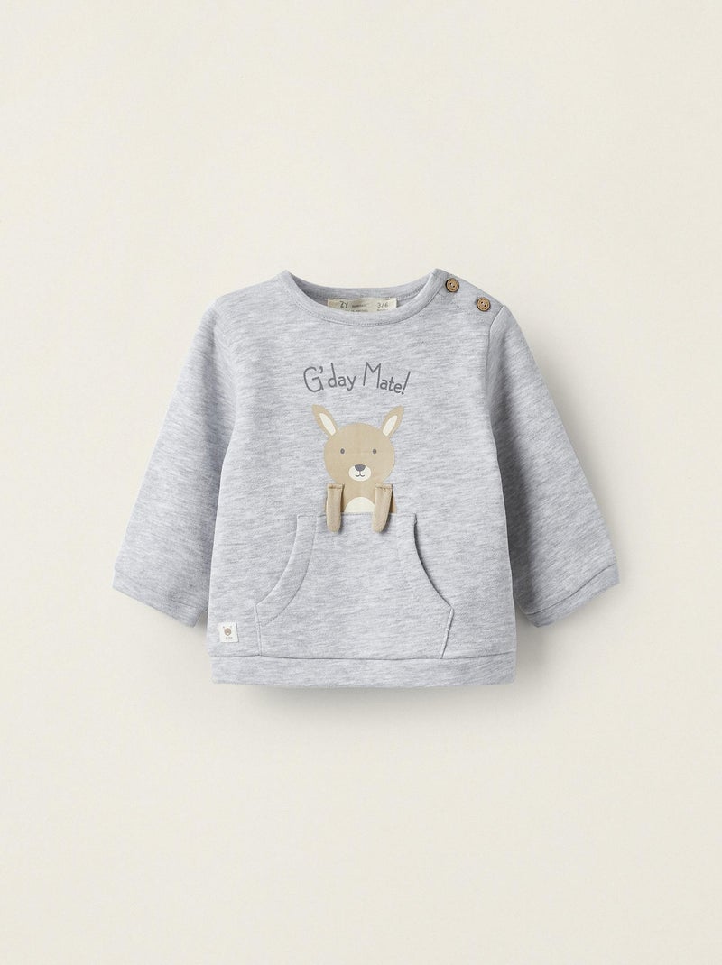 Sweat pour nouveau-né 'G'Day Mate!'   AUSTRALIANA Gris clair - Kiabi