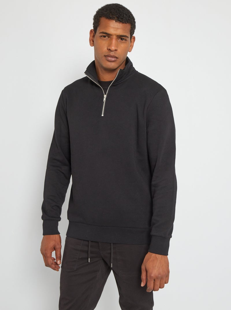 Sweat 'Produkt' avec col zippé noir - Kiabi