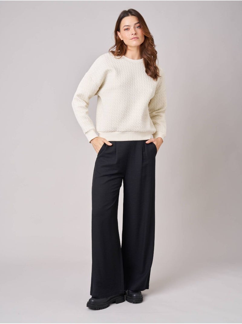 Sweat regular femme molletonné 'deeluxe' Blanc cassé - Kiabi