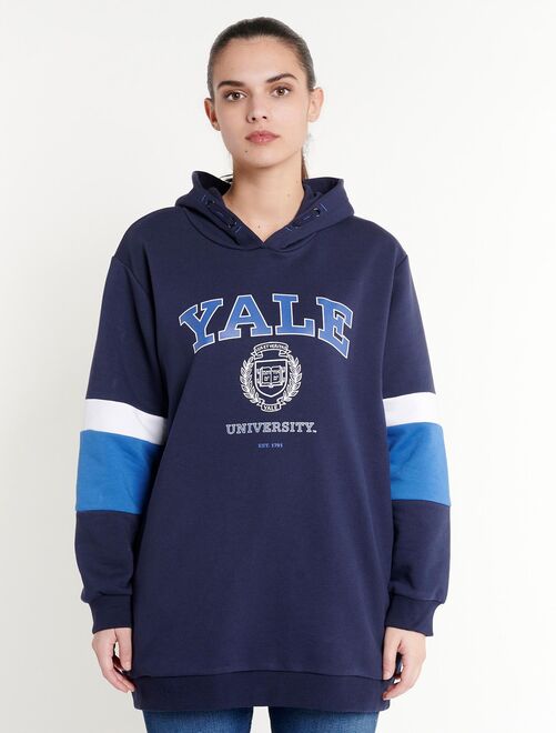 Sweat-robe à capuche adulte YALE college imprimé Bulldog - Polycoton - Bleu marine - XXL - Kiabi