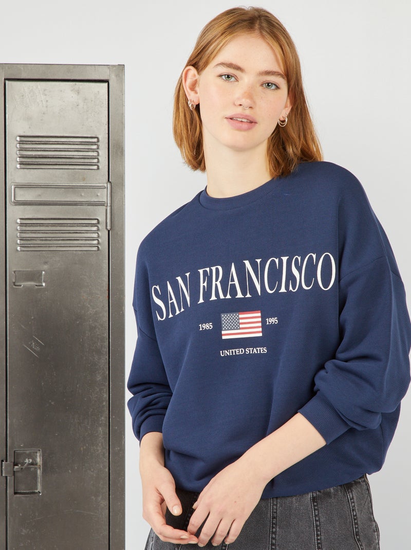 Sweat 'San Francisco' en molleton Bleu marine - Kiabi