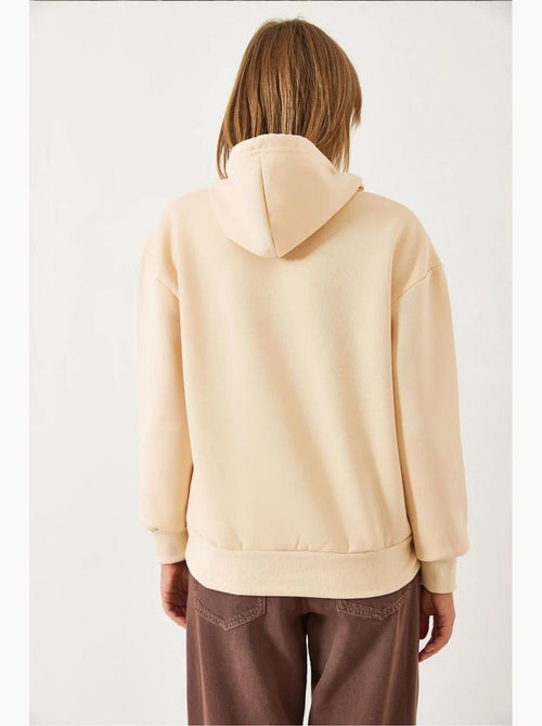 Sweat-shirt à capuche à triple fil brossé et imprimé cœur lucci - Kiabi Sweat-shirt à capuche à triple fil brossé et imprimé cœur lucci - Kiabi