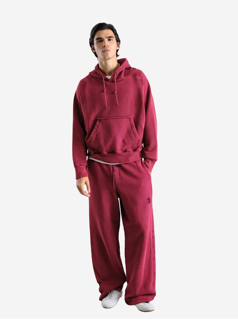 Sweat-shirt à capuche avec cordon de serrage et poche giesto Rouge bordeaux - Kiabi