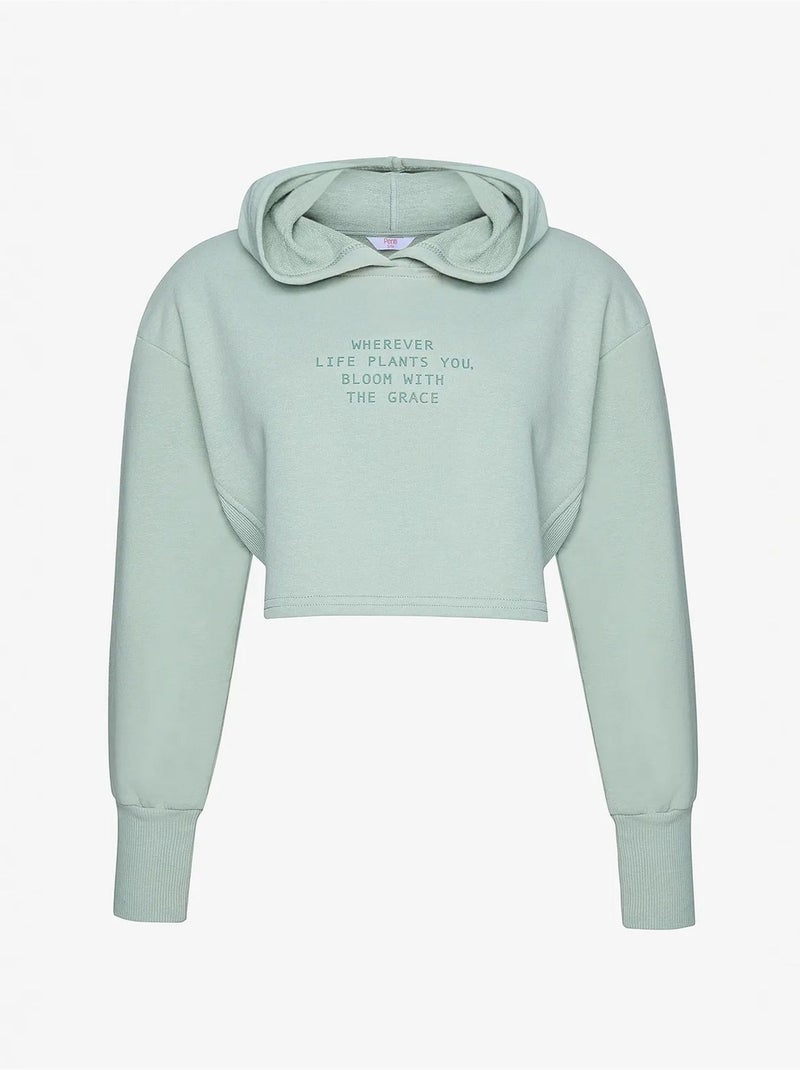 Sweat-shirt à capuche avec détails côtelés penti Vert menthe - Kiabi