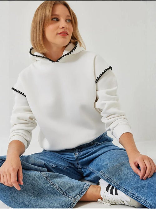 Sweat-shirt à capuche avec détails en dentelle lucci - Kiabi Sweat-shirt à capuche avec détails en dentelle lucci - Kiabi