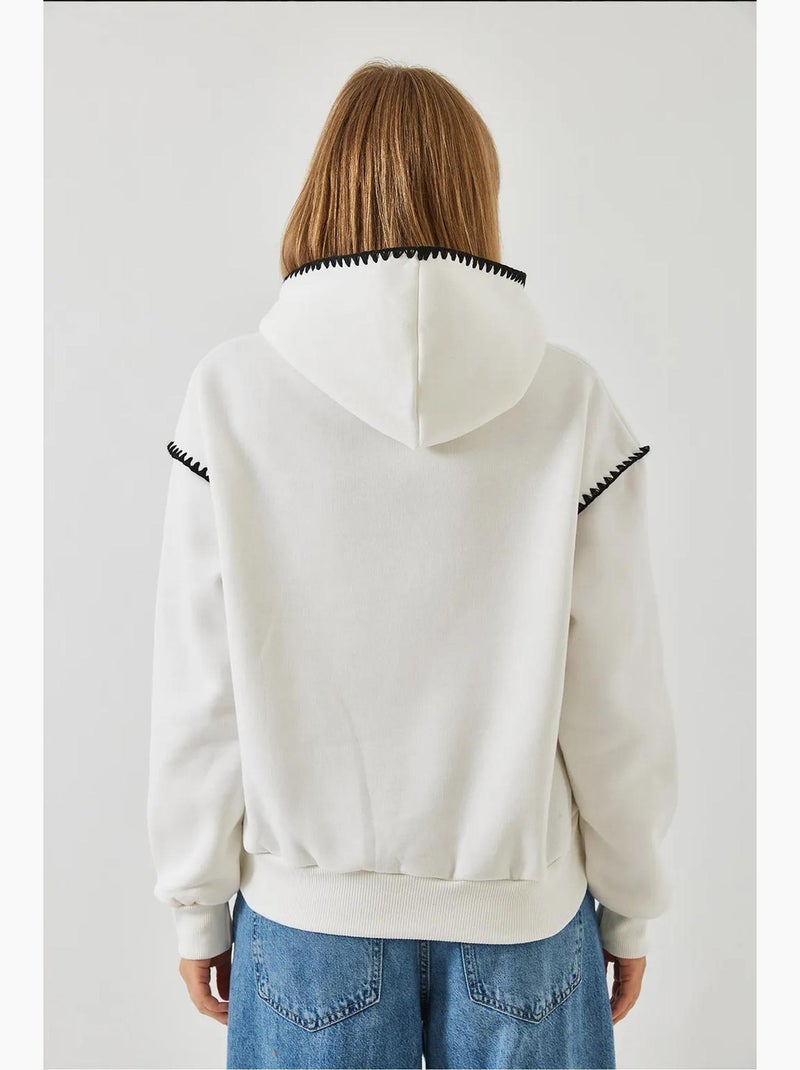Sweat-shirt à capuche avec détails en dentelle lucci Blanc - Kiabi