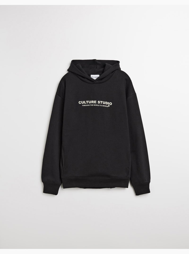 Sweat-shirt à capuche en molleton, MO Fashion Noir - Kiabi