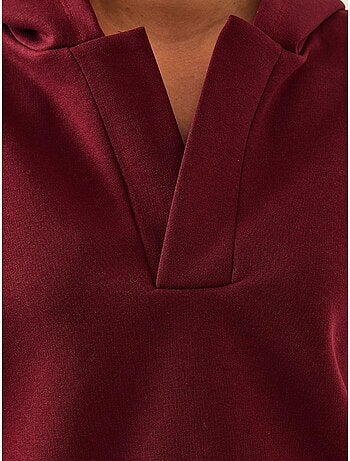 Sweat-shirt à capuche et col en v bianco lucci