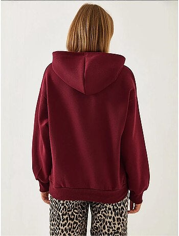 Sweat-shirt à capuche et col en v bianco lucci