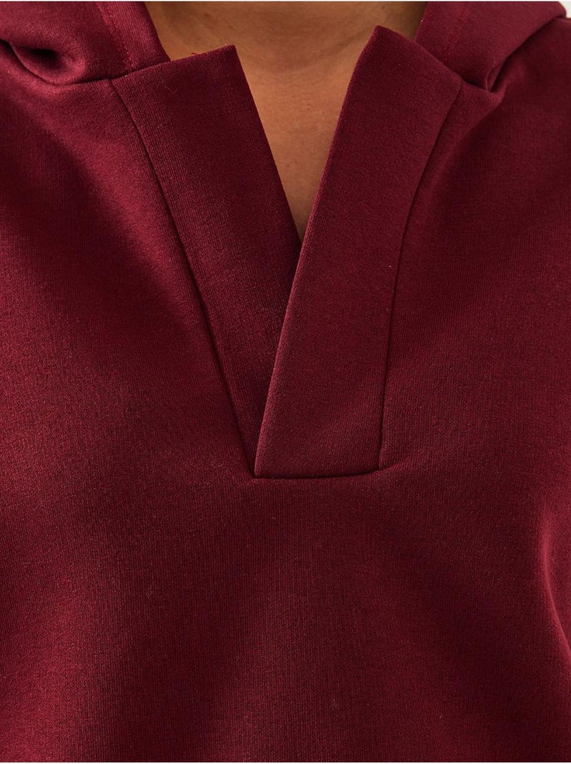 Sweat-shirt à capuche et col en v bianco lucci Rouge bordeaux - Kiabi