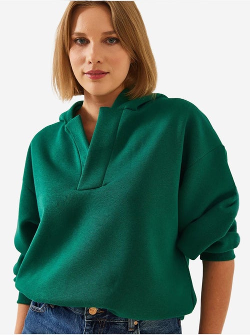 Sweat-shirt à capuche et col en v bianco lucci - Kiabi Sweat-shirt à capuche et col en v bianco lucci - Kiabi