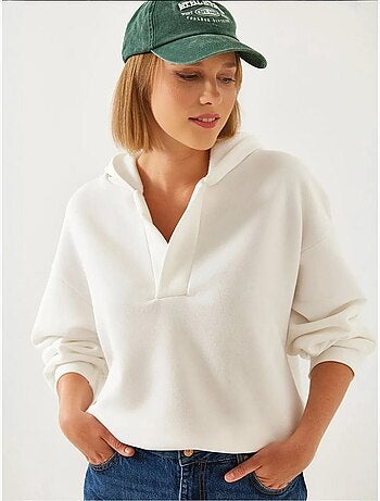 Sweat-shirt à capuche et col en v lucci
