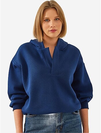 Sweat-shirt à capuche et col en v lucci