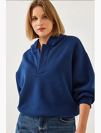 Sweat-shirt à capuche et col en v lucci