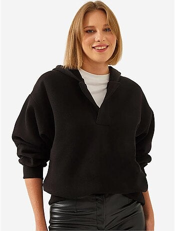 Sweat-shirt à capuche et col en v lucci