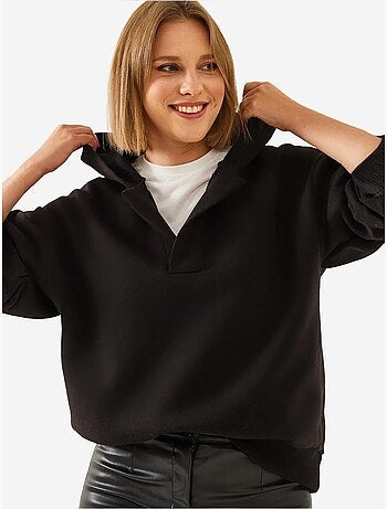 Sweat-shirt à capuche et col en v lucci