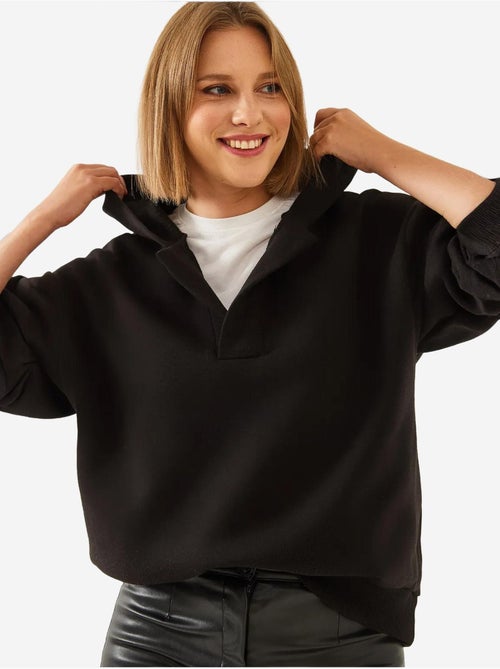 Sweat-shirt à capuche et col en v lucci - Kiabi Sweat-shirt à capuche et col en v lucci - Kiabi