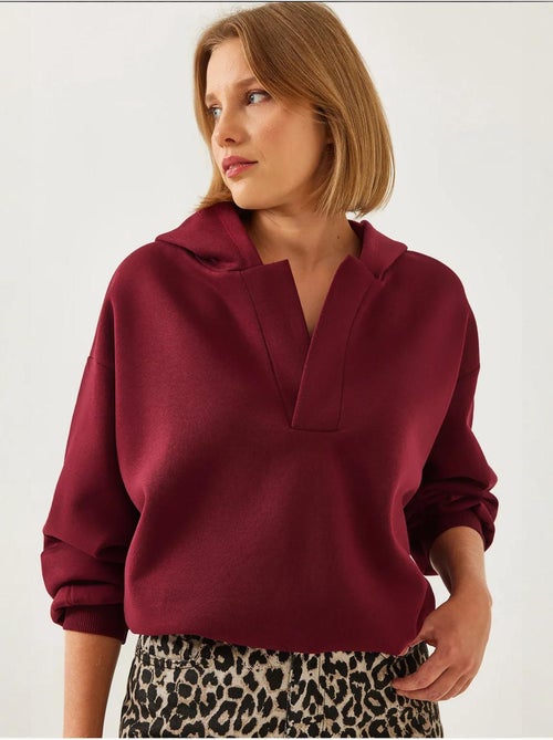 Sweat-shirt à capuche et col en v lucci - Kiabi